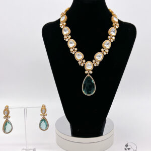 Victorian Sky Blue Long Necklace Set