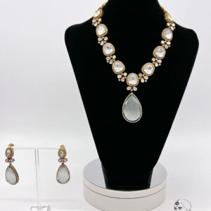 Victorian White Long Necklace Set