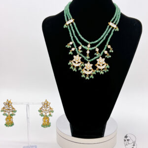 Light Green Pachi Kundan Rani Haar Necklace Set