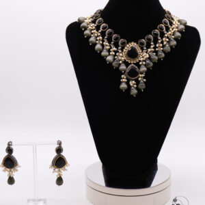 Raynika - Bold Black Stone Necklace Set