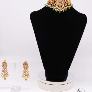 Kundan with Green Pearl Drop Choker Necklace Set