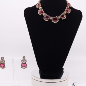 Red Stone Kundan Choker Necklace Set