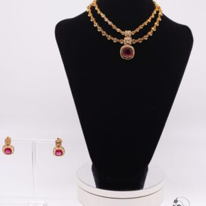 Red Stones layered Kundan Necklace Set