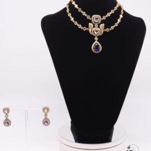 Purple Stones layered Kundan Necklace Set