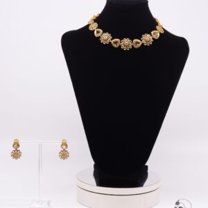 Crystal Floral Kundan Style Choker Necklace Set