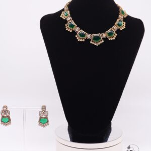 Green Stone Kundan Choker Necklace Set
